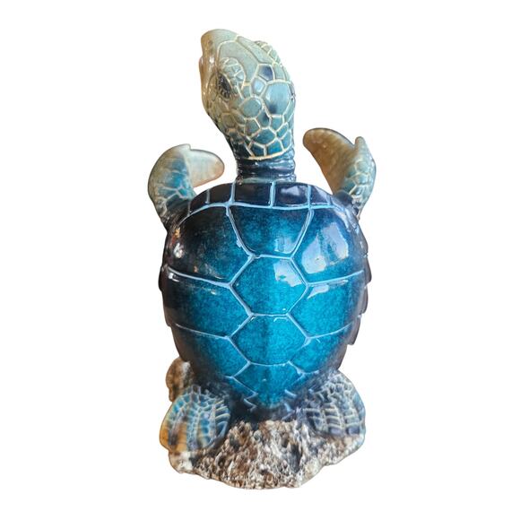 Sea Turtle Wine Bottle Holder Ceramic Heavy Unique - Picture 4 of 14